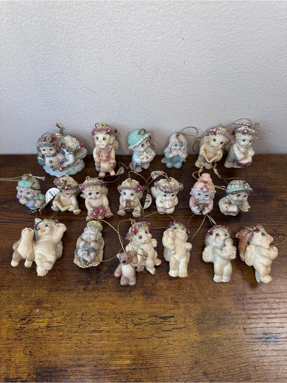 Vintage Dreamsicles Christmas Ornaments Lot of 19 Cherub Angel Figurines Kristin